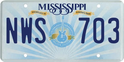MS license plate NWS703