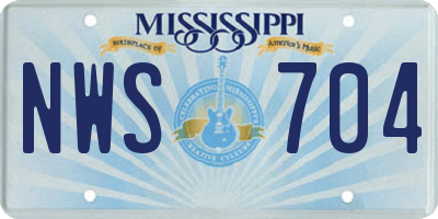 MS license plate NWS704