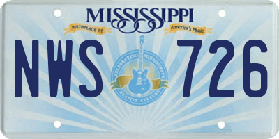 MS license plate NWS726