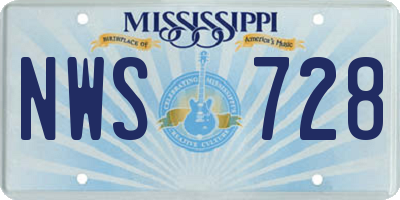 MS license plate NWS728