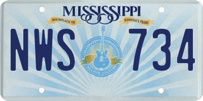 MS license plate NWS734