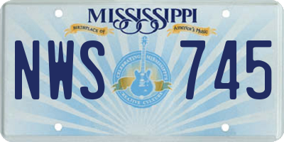 MS license plate NWS745