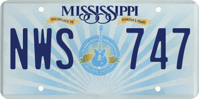 MS license plate NWS747