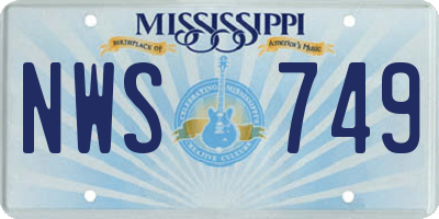 MS license plate NWS749