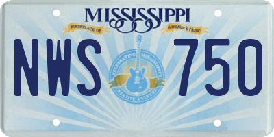 MS license plate NWS750