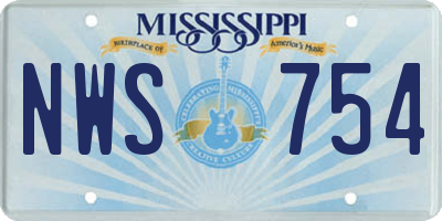 MS license plate NWS754