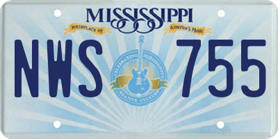 MS license plate NWS755