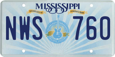 MS license plate NWS760