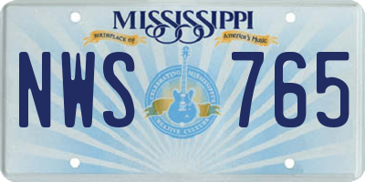 MS license plate NWS765