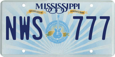 MS license plate NWS777