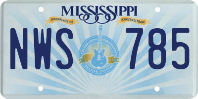 MS license plate NWS785