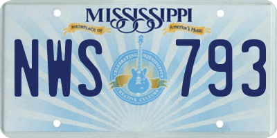 MS license plate NWS793