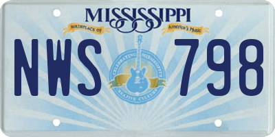 MS license plate NWS798