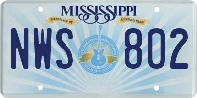 MS license plate NWS802