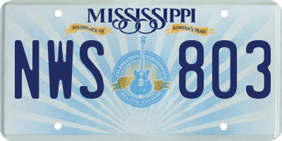 MS license plate NWS803