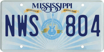 MS license plate NWS804