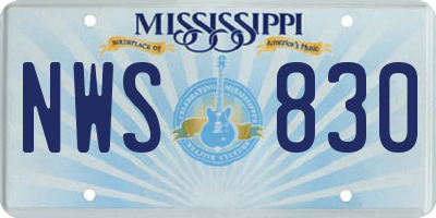 MS license plate NWS830