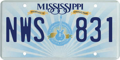 MS license plate NWS831