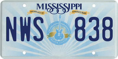 MS license plate NWS838