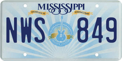 MS license plate NWS849