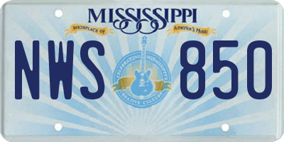 MS license plate NWS850