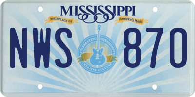MS license plate NWS870