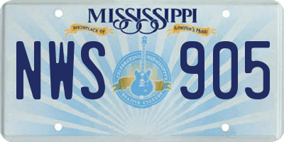 MS license plate NWS905