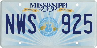 MS license plate NWS925