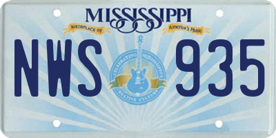 MS license plate NWS935