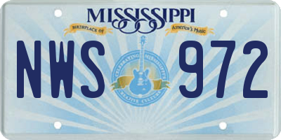 MS license plate NWS972