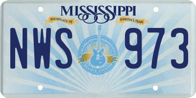 MS license plate NWS973