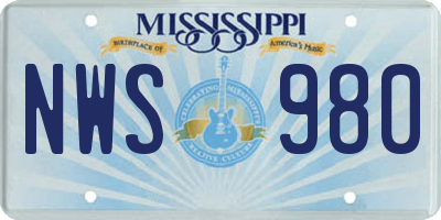 MS license plate NWS980