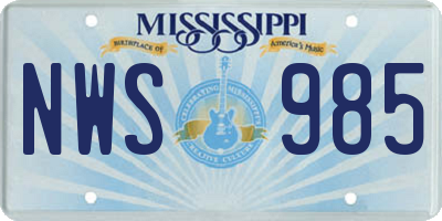 MS license plate NWS985