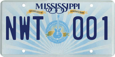 MS license plate NWT001