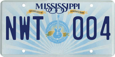 MS license plate NWT004