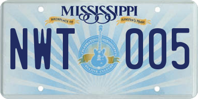 MS license plate NWT005