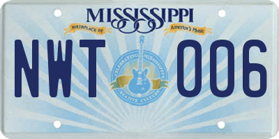 MS license plate NWT006