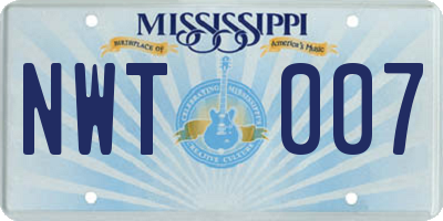 MS license plate NWT007