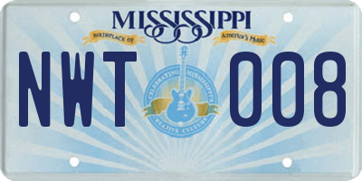 MS license plate NWT008