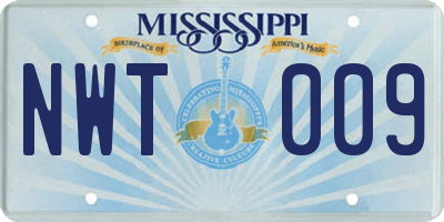 MS license plate NWT009