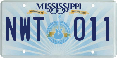 MS license plate NWT011