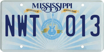 MS license plate NWT013