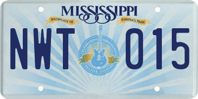 MS license plate NWT015