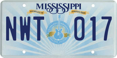 MS license plate NWT017