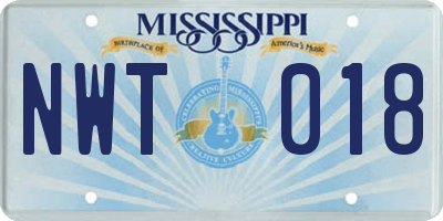 MS license plate NWT018
