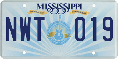 MS license plate NWT019
