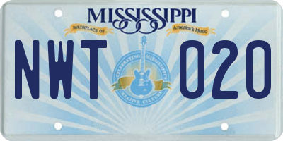 MS license plate NWT020