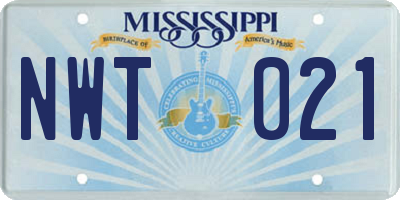 MS license plate NWT021