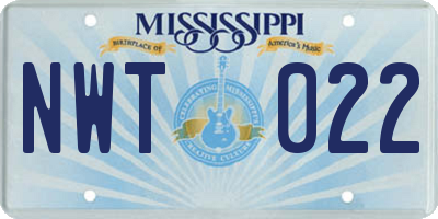 MS license plate NWT022
