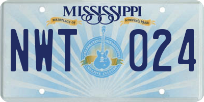 MS license plate NWT024